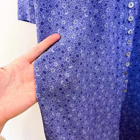 Realisation Par The Vivienne Purple Floral 100% Silk Button Down Maxi Dress XXS - Picture 4 of 10